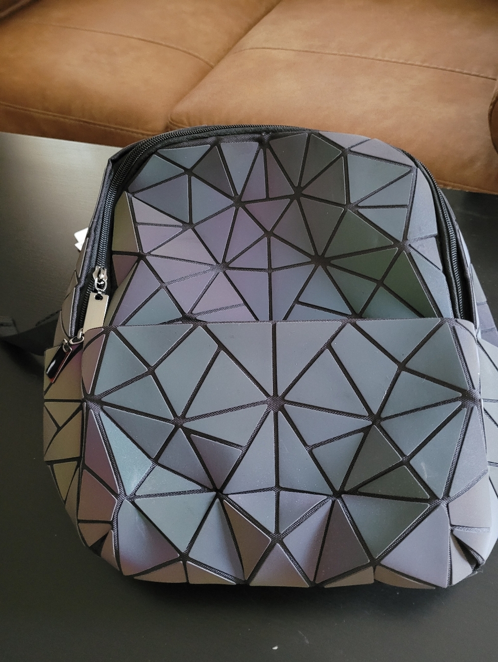 Lovevook Geometric Iridescent Women’s Backpack And Matching Wallet - Black